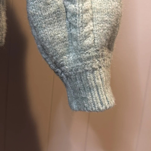 FRNCH Women’s Large Cable Knit Sweater Open Back Crewneck Mint - Picture 5 of 7